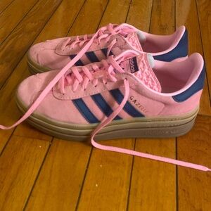 Adidas Gazelle Bold, pink and navy size 6.5